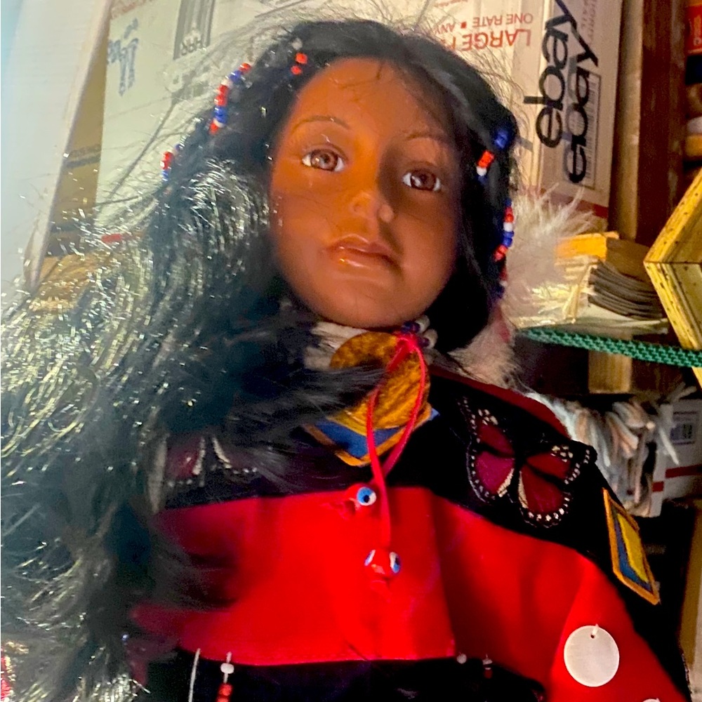 Native Ceramic New Doll 27” With Certificate